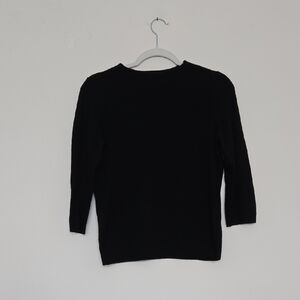 Talbots Black 100% Cashmere 3/4 Sleeve Sweater Cozy Classic Minimalist | Mp